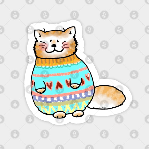 funny cat in winter sweater Sticker by cartoonygifts